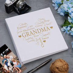 Large Book Bound Grandma Gift With Word Heart Photo Album