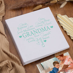 Large Book Bound Grandma Gift With Word Heart Photo Album