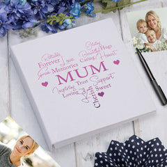 Large Book Bound Mum Gift With Word Heart Photo Album