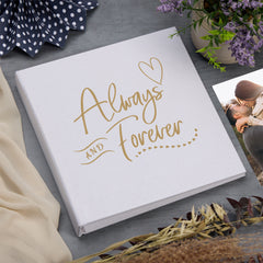 Large Book Bound Always and Forever Love Wedding Anniversary or Valentines Day Photo Album