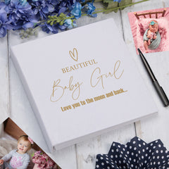 Large Book Bound Beautiful Baby Girl Photo Album With Heart