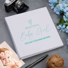 Large Book Bound Beautiful Baby Girl Photo Album With Heart
