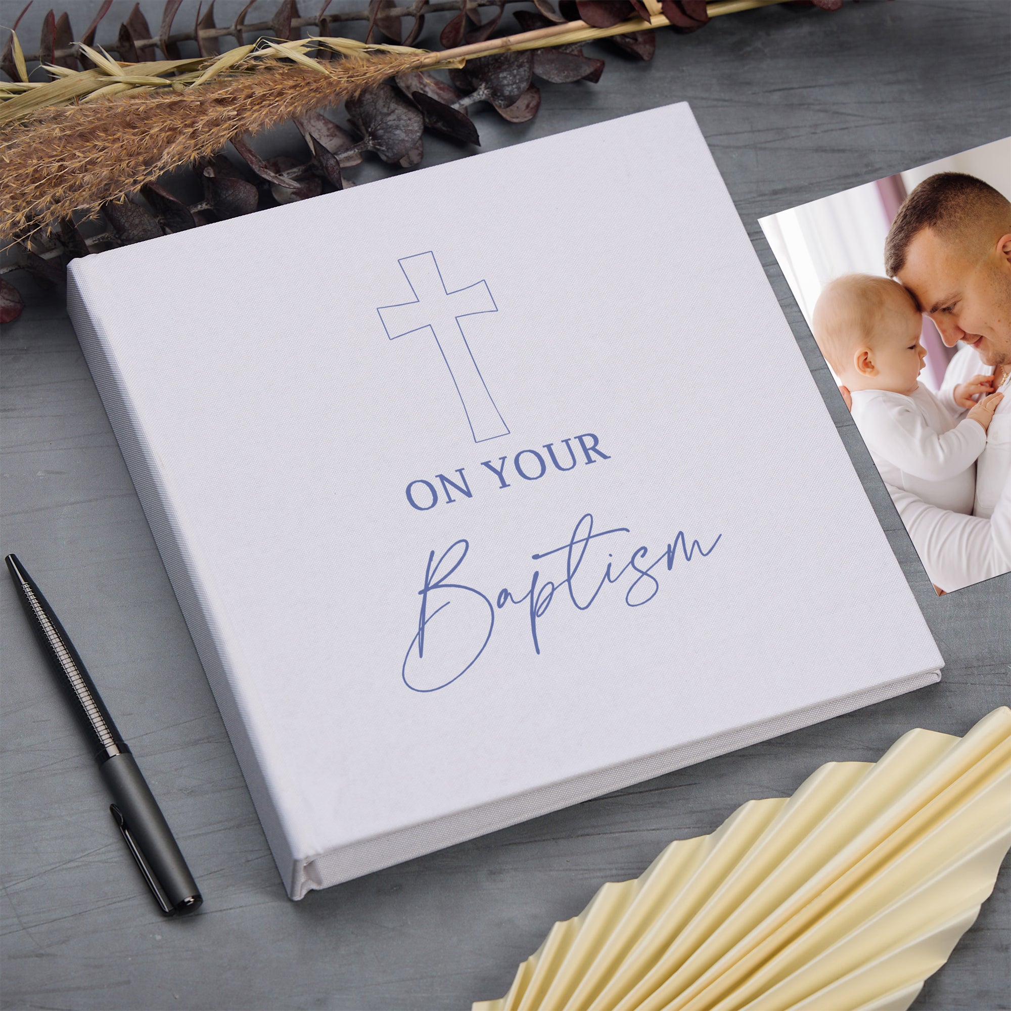 Large Book Bound Baptism Gift Photo Album With Cross