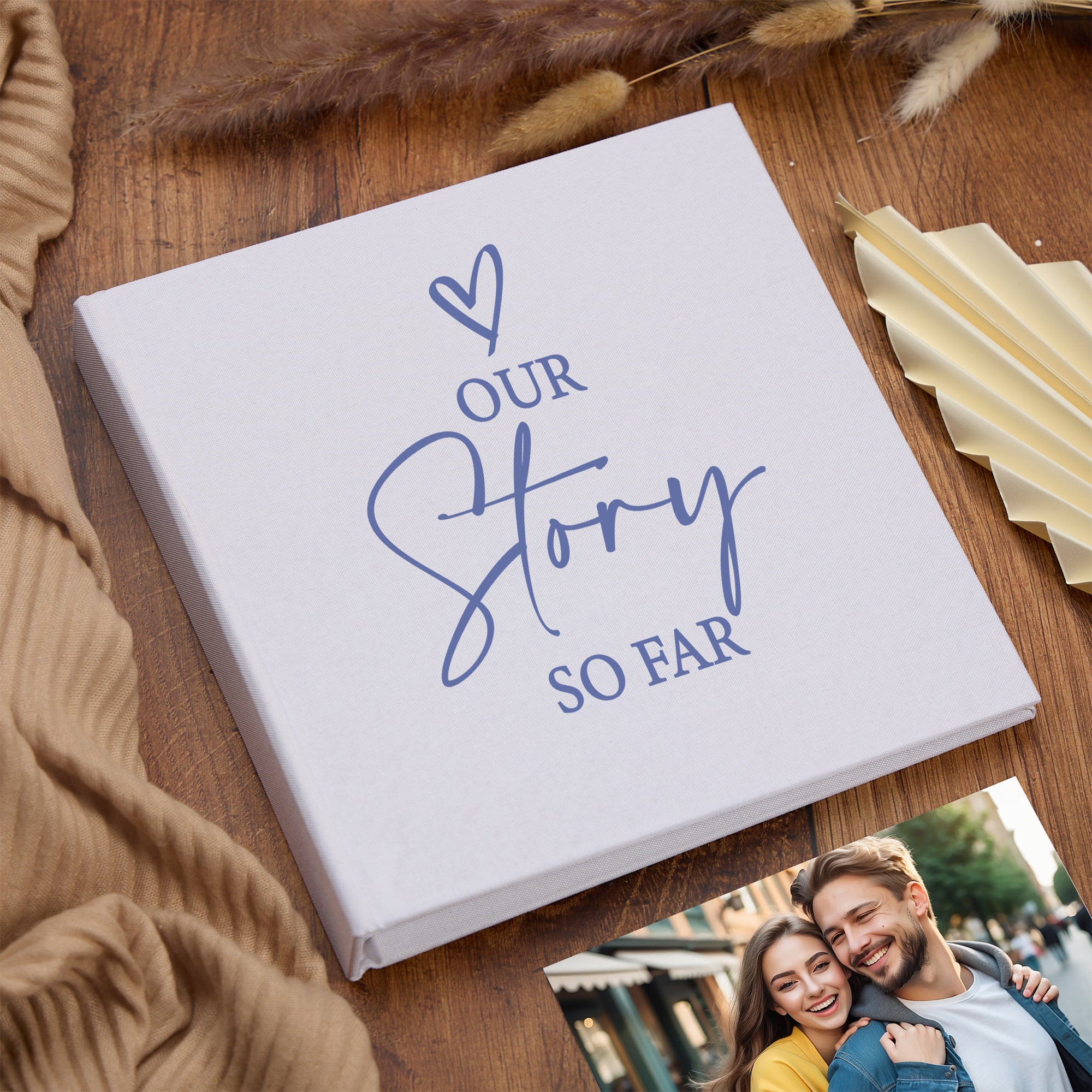 Large Book Bound Love Our Story So Far With Heart-Shaped Photo Album