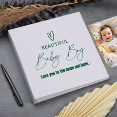 Large Book Bound Beautiful Baby Boy Photo Album With Heart