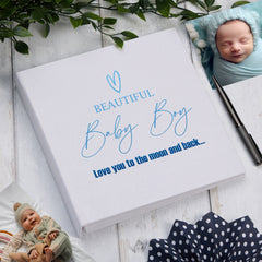 Large Book Bound Beautiful Baby Boy Photo Album With Heart
