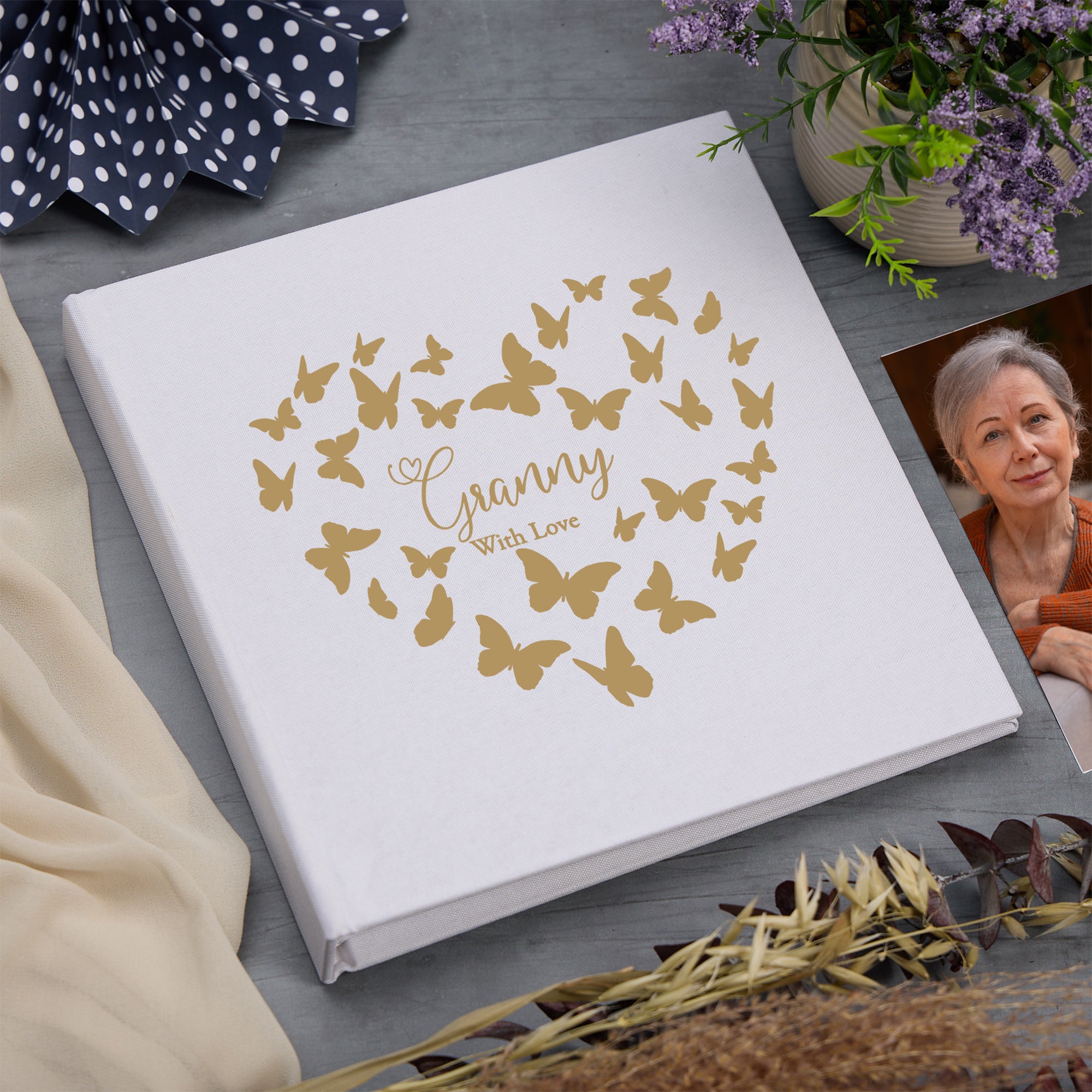 Large Book Bound Granny With Love Gift With Butterflies Photo Album