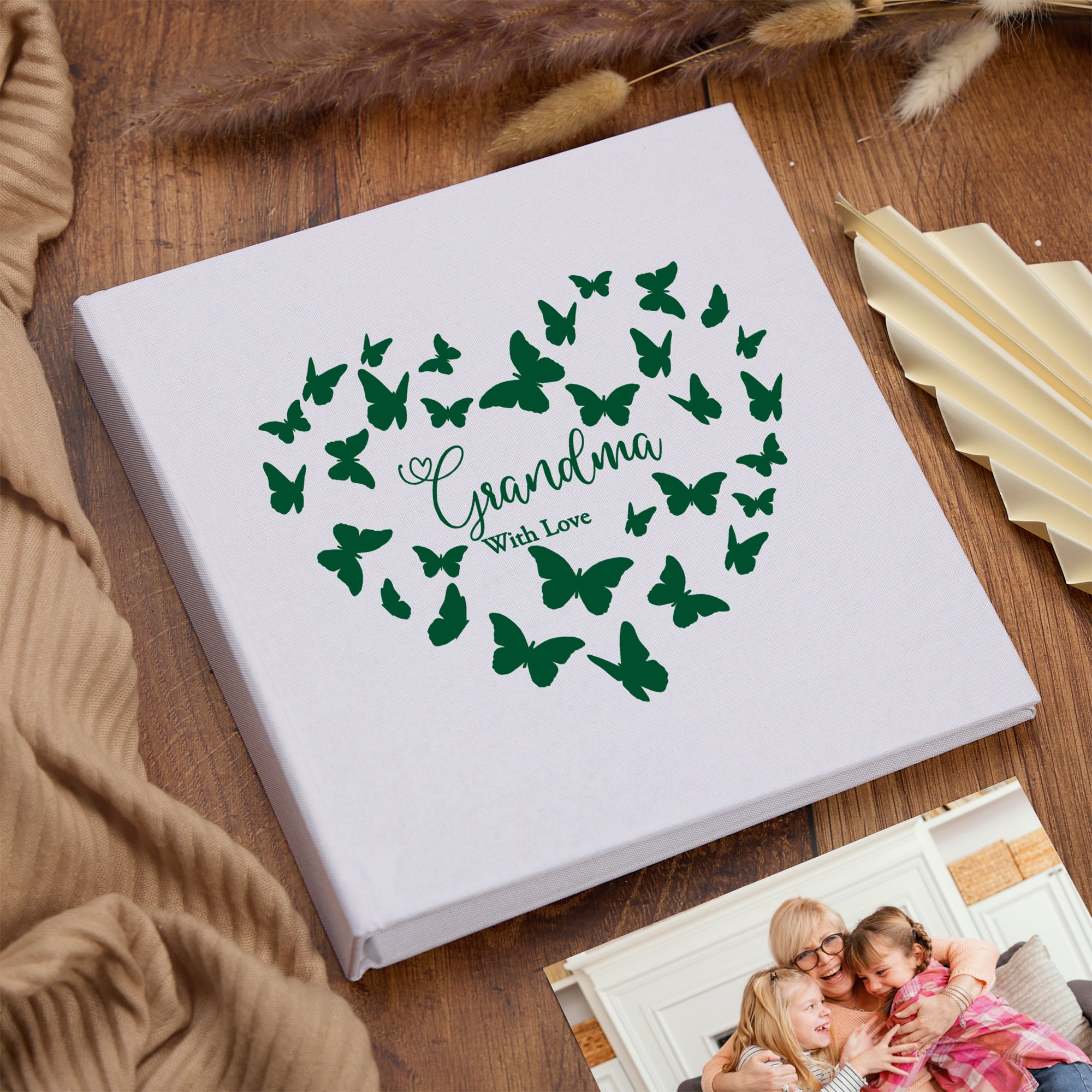 Large Book Bound Grandma With Love Gift With Butterflies Photo Album