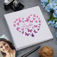 Large Book Bound Auntie With Love Gift With Butterflies Photo Album