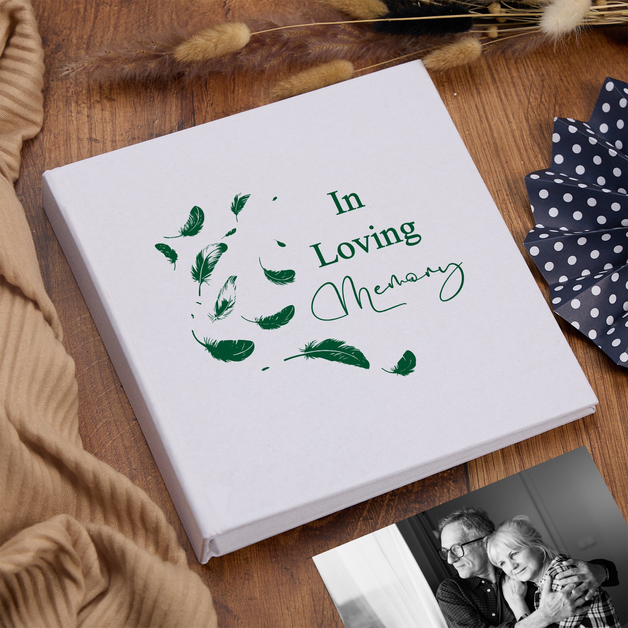 Large Book Bound In Loving Memory Feather Memorial Remembrance Photo Album