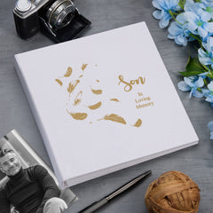 Large Book Bound Son In Loving Memory Feather Memorial Remembrance Photo Album