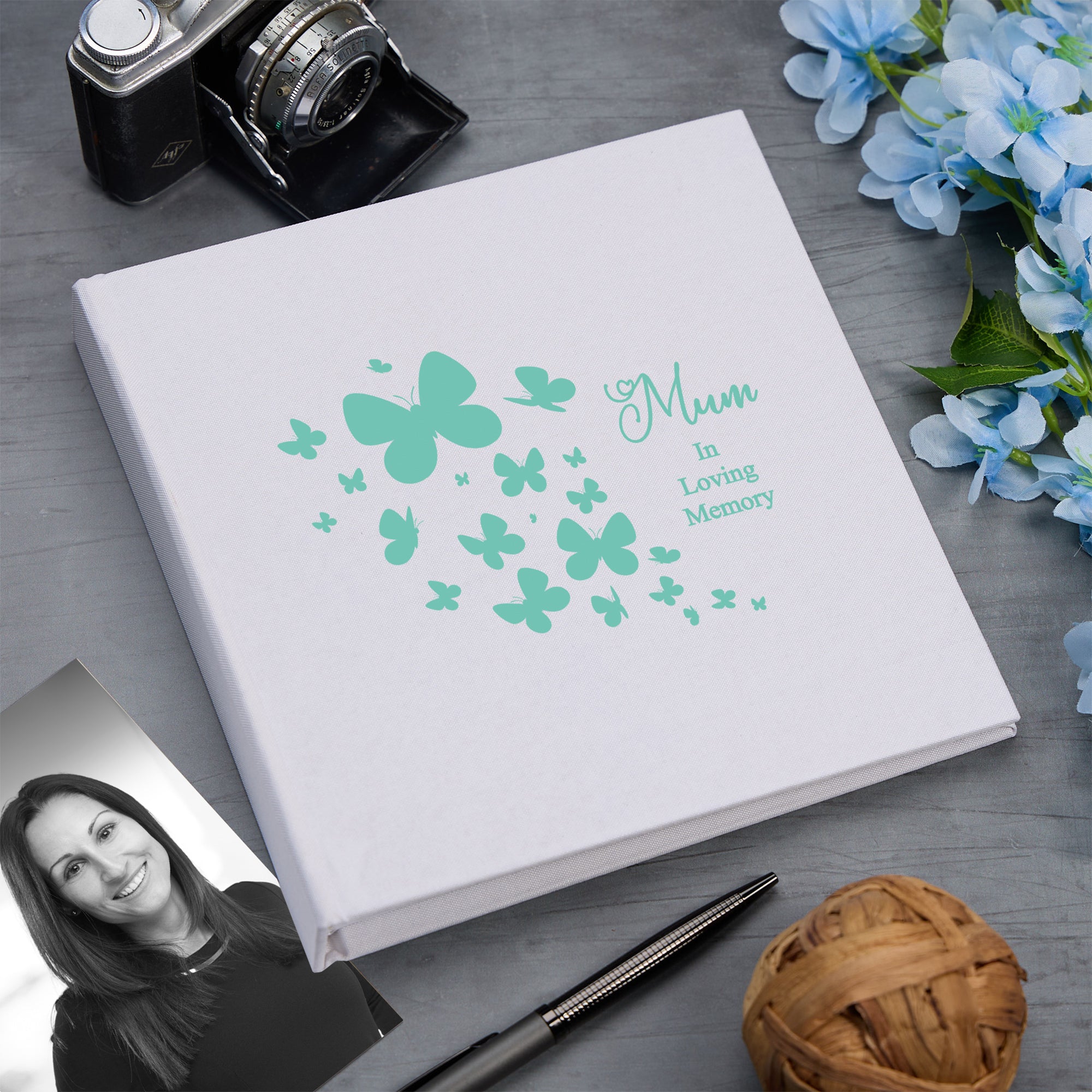 Large Book Bound Mum In Loving Memory Butterfly Design Memorial Remembrance Photo Album