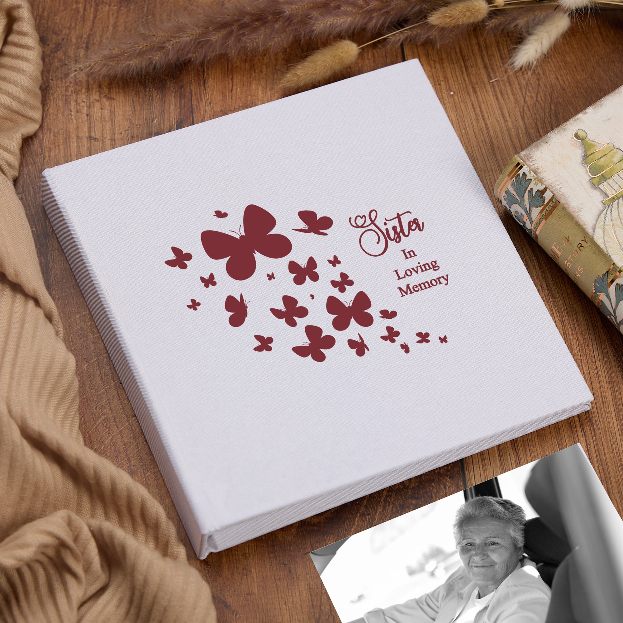 Large Book Bound Sister In Loving Memory Butterfly Design Memorial Remembrance Photo Album