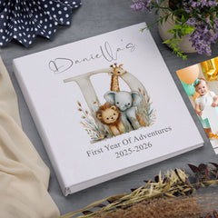 Large Personalised Book Bound Baby's First Year of Adventures Photo Keepsake Album Memory Book photo album ukgiftstoreonline