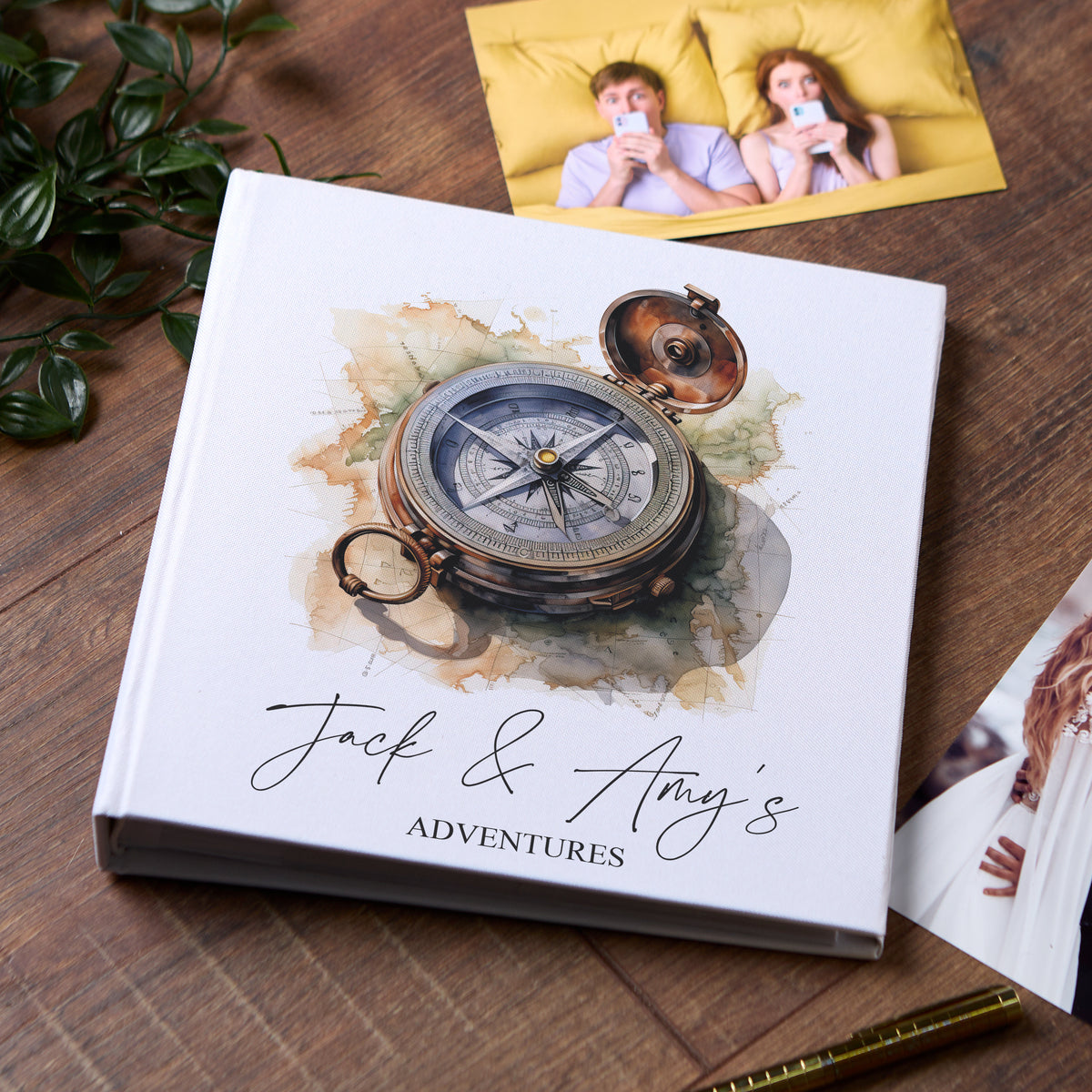 Large Book Bound Personalised Adventure Photo Album With Compass