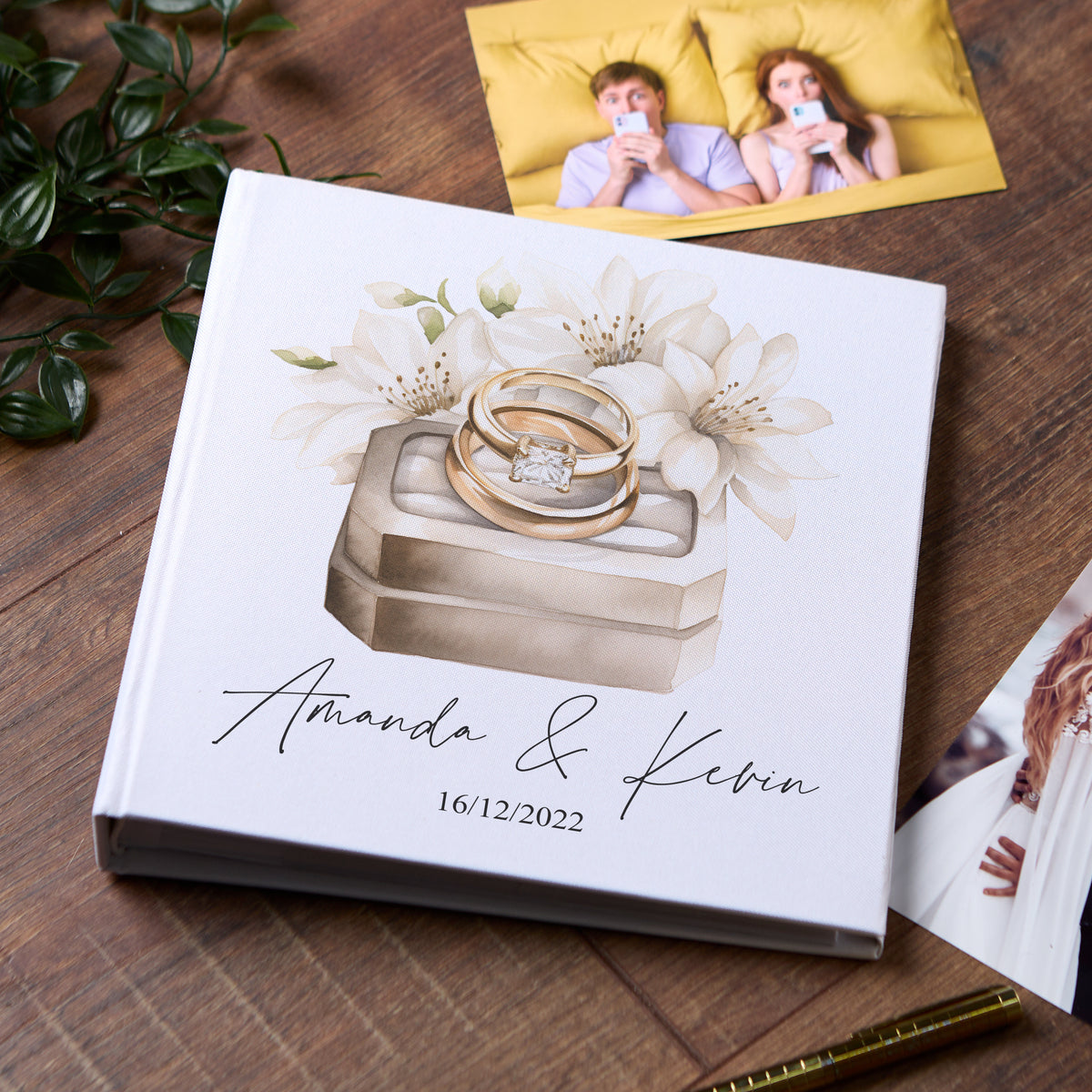 Large Book Bound Personalised Wedding Photo Album With Rings