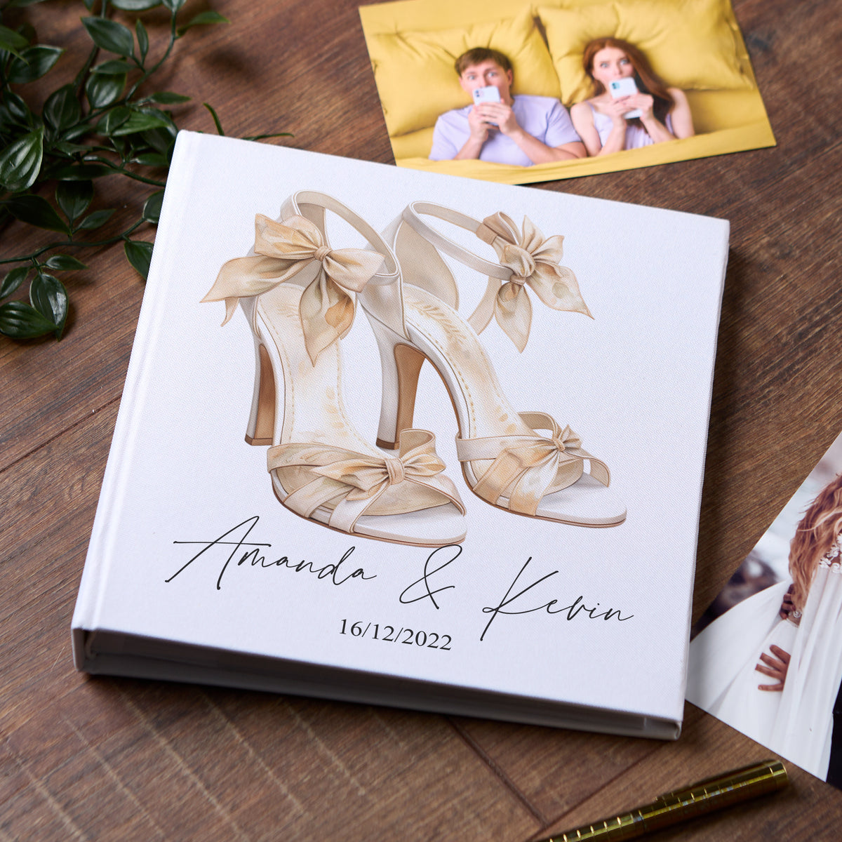 Large Book Bound Personalised Wedding Photo Album With Shoes