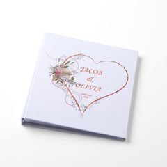 Large Traditional Book Bound Personalised Wedding Photo Album With Rose Gold Heart