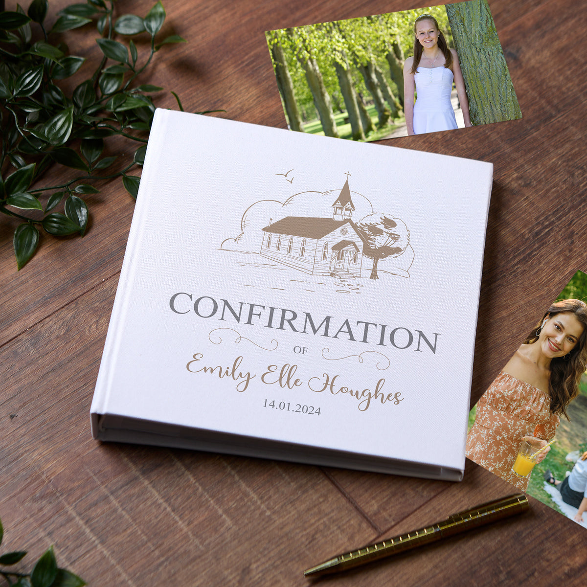 Large Book Bound Personalised Confirmation Photo Album With Church