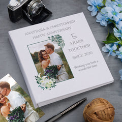 Personalised Large Book Bound 5 Years Together Photo Album Custom Photo Elegant Wedding Day Memory Anniversary Keepsake Gifts