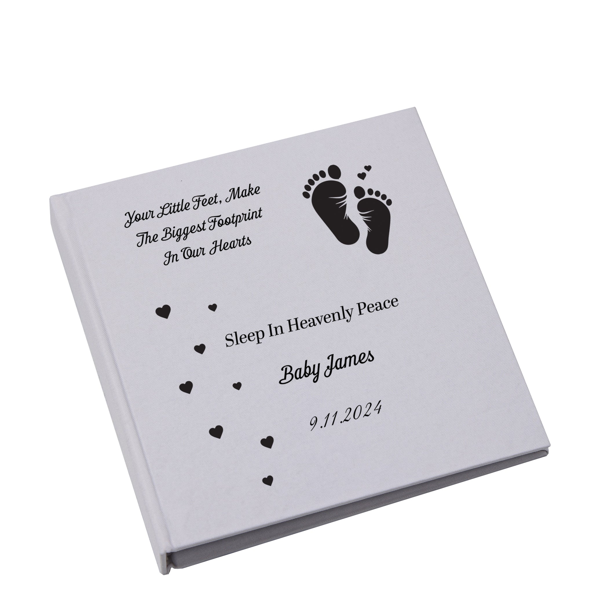 Large Book Bound Baby Loss Miscarriage Funeral Remembrance Condolence Memorial Album With Footprint
