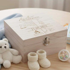 Personalised baby Wooden Memory Box Gift With birth Details