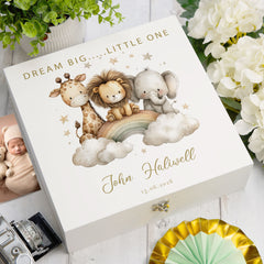 Personalised White Dream Big Little One Special Baby Keepsake For Photos, Favourite Things and Mementos ukgiftstoreonline Wooden Box Large