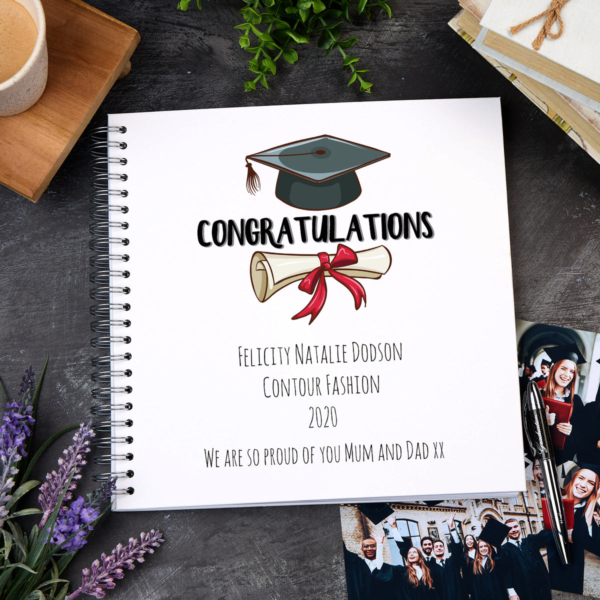 Large Graduation Photo Album Scrapbook  Boxed Gift With Hat and Scroll