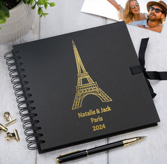 Personalised Paris, France Multiple Colour Scrapbook Photo Album Memory Keepsake Gift Scrapbook ukgiftstoreonline Black