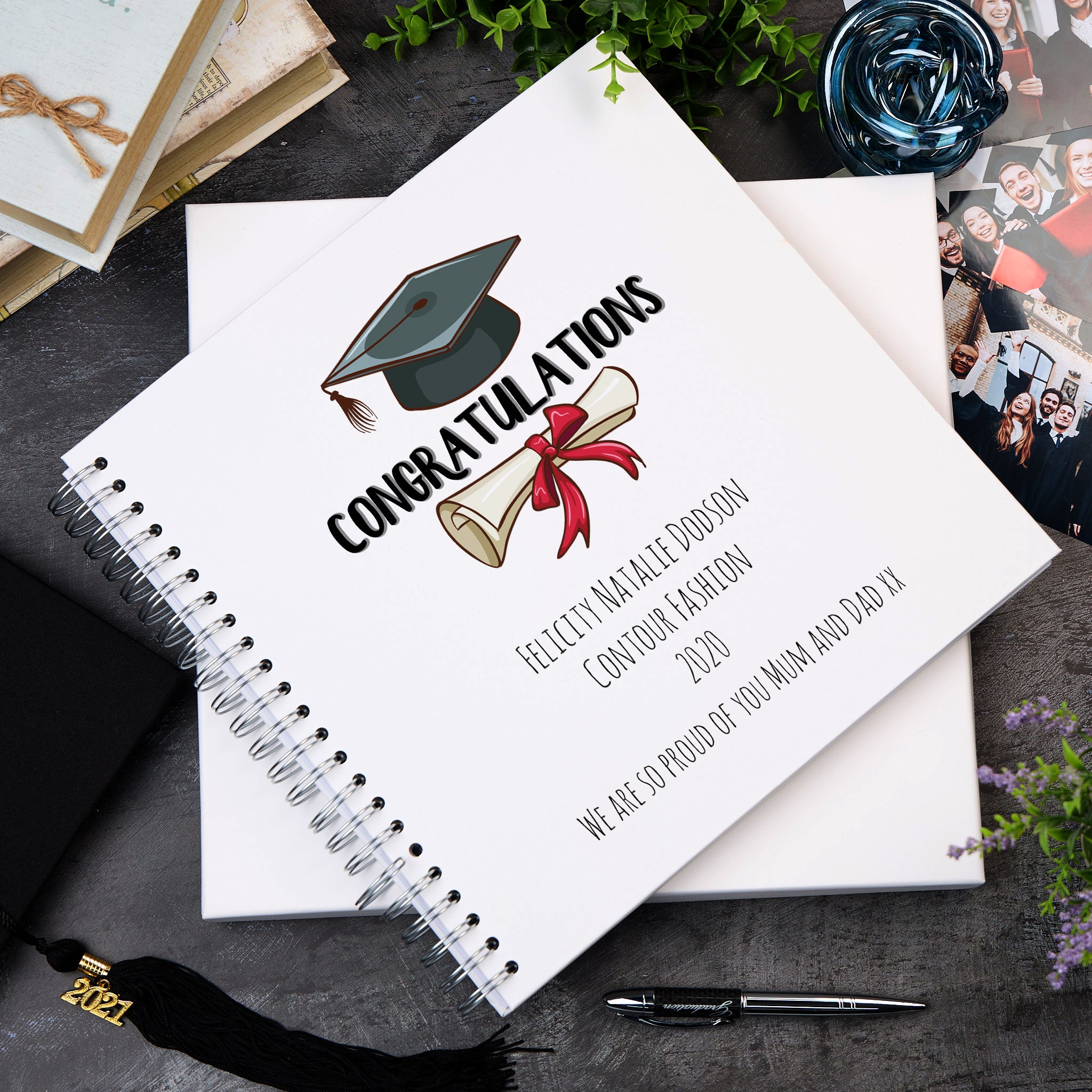 Large Graduation Photo Album Scrapbook  Boxed Gift With Hat and Scroll