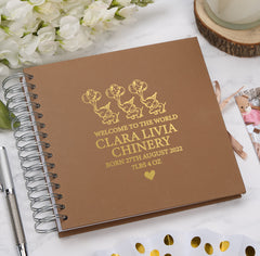 Personalised Baby Record Book, Multiple Colour Scrapbook or Photo Album With Elephants
