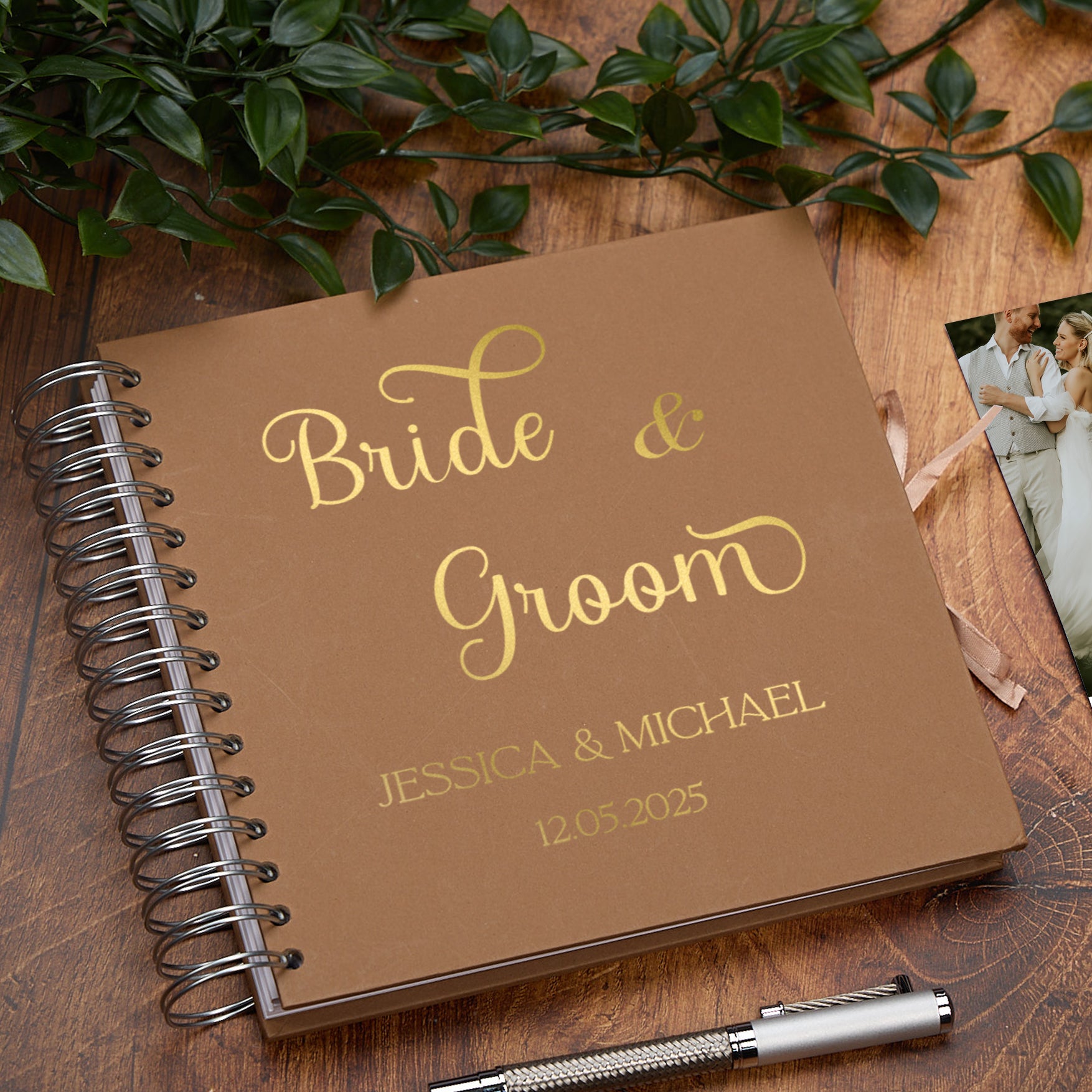 Personalised Bride & Groom Guest Book, Custom Elegant Scrapbook Keepsake Album Memory Book