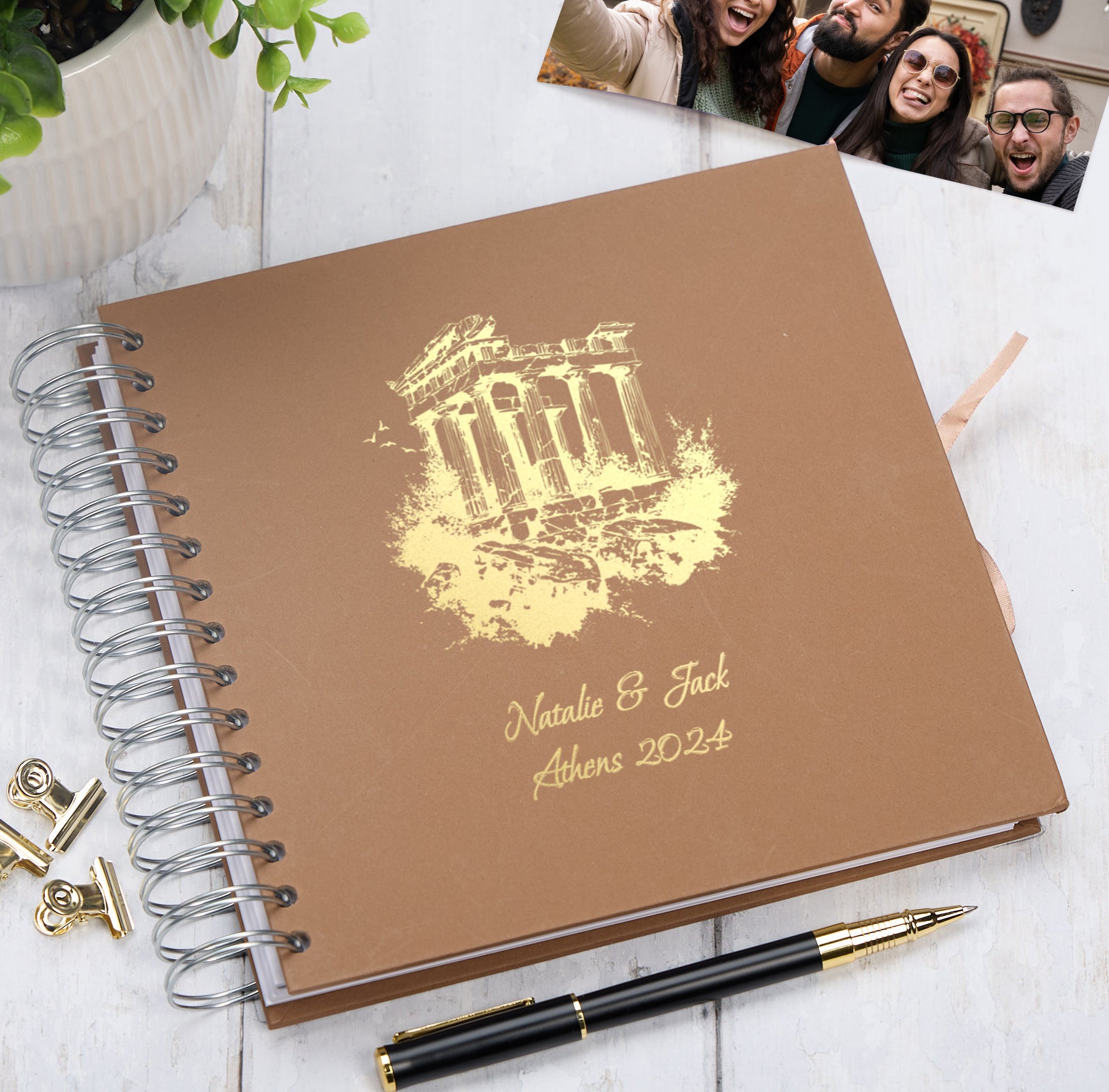 Personalised Athens Keepsake Multiple Colour Scrapbook Photo Album Foil Print