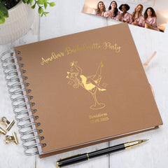 Personalised Elegant Memory Book For Girls Bachelorette Hen Party Scrapbook Album Woman in Martini Glass