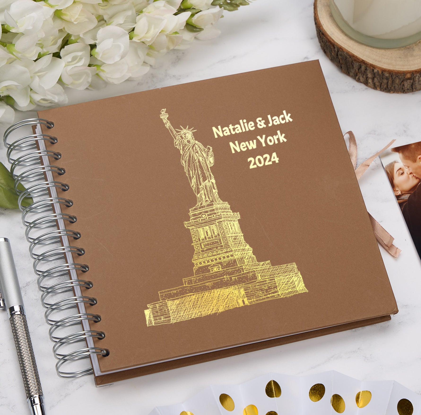 Personalised New York Keepsake Multiple Colour Scrapbook Photo Album Foil Print