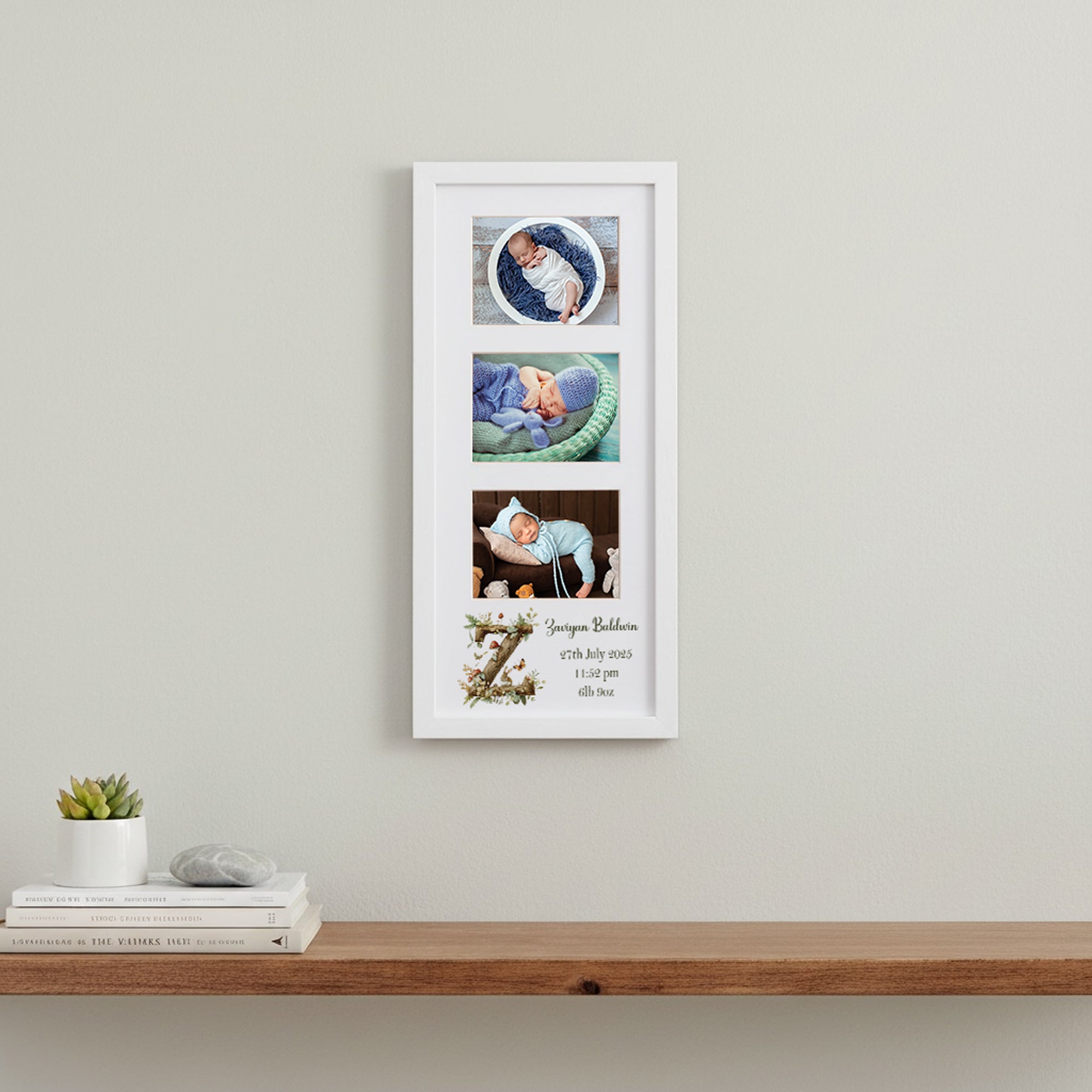 Personalised New Baby Photo Frame Woodland Alphabet Design With Birth Details Photo Frame ukgiftstoreonline