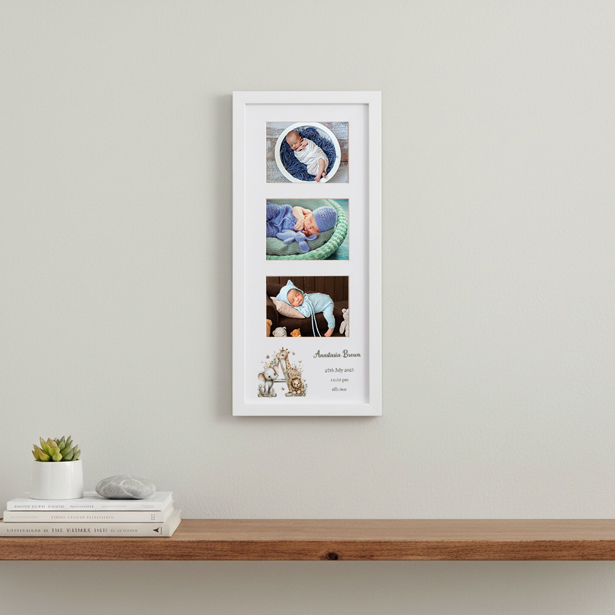 Personalised New Baby Photo Frame With Birth Details Safari Animals Design Photo Frame ukgiftstoreonline