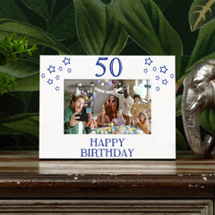 50th Birthday Photo Frame Gift For Him With Star Design