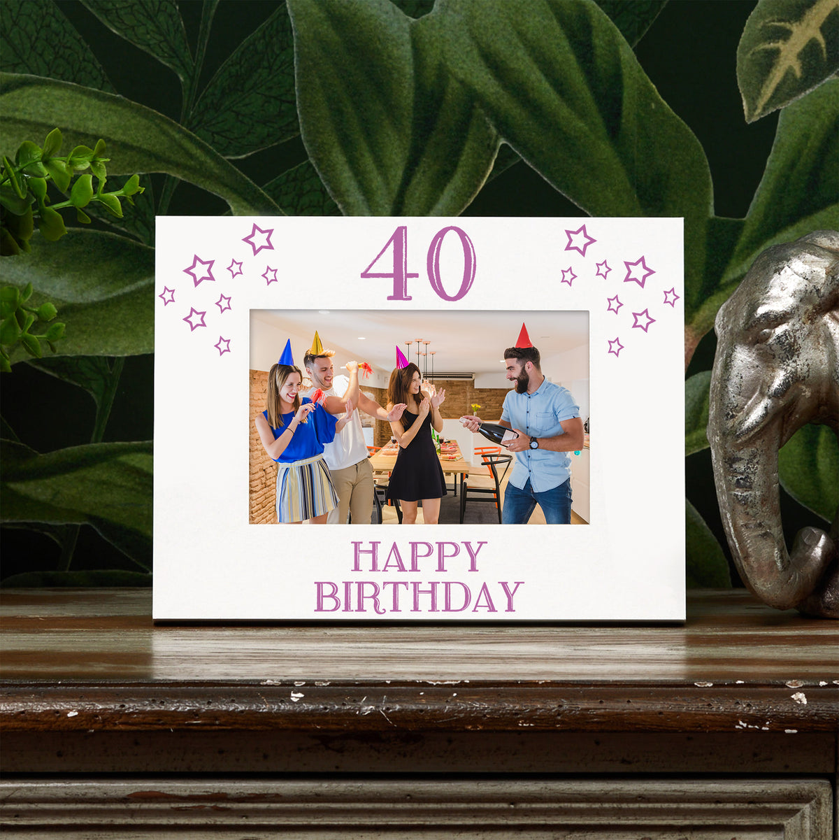 40th Birthday Photo Frame Gift For Her With Star Design