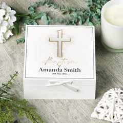 Personalised Baptism Keepsake Box Gift With Vintage Finish