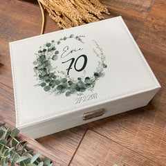 Personalised 70th Birthday Any Name Eucalyptus Design Jewellery Box Special Birthday Gift