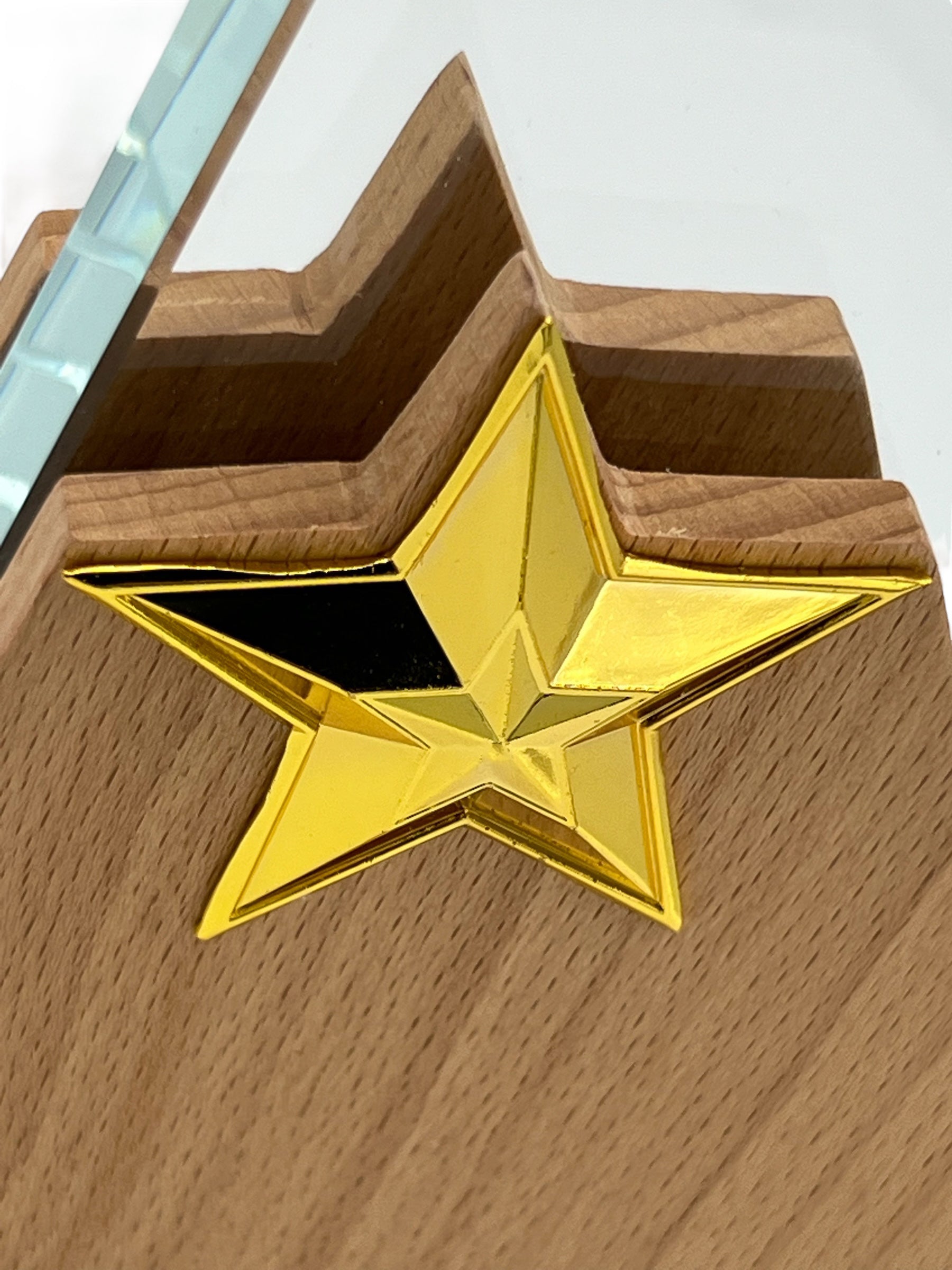 Personalised Star Award Trophy Any Engraving or Occasion Wood and Glass