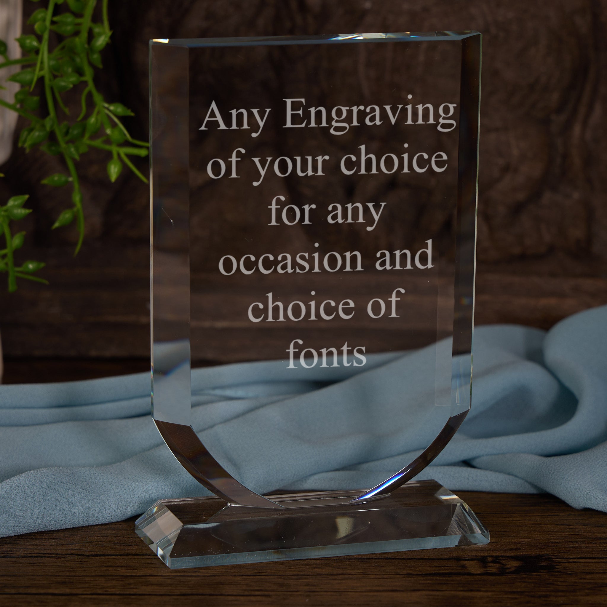 Personalised 15cm Glass Award Trophy Any Engraving or Occasion Shield Design