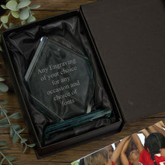 Jade Glass Personalised 15cm Award Trophy Any Engraving or Occasion Diamond Shape