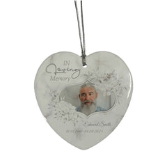 Large Hanging Ceramic Grey Heart Condolence Memorial Sympathy Gift