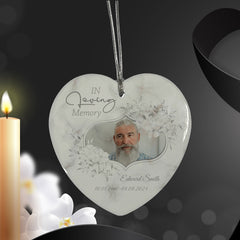 Large Hanging Ceramic Grey Heart Condolence Memorial Sympathy Gift