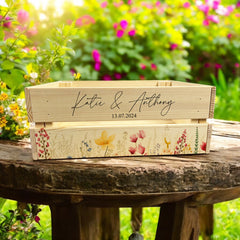 Personalised Wedding Crate, Wooden Wildflower Crate, Wedding Hamper Decor