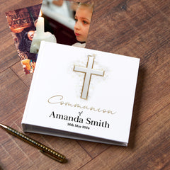 Personalised Communion Photo Album Gift With Silver Cross