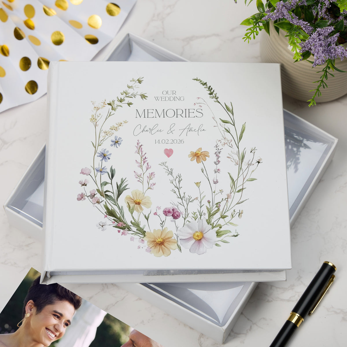 Personalised Wedding Photo Album, Floral Gift Boxed Keepsake Gift wedding photo album ukgiftstoreonline