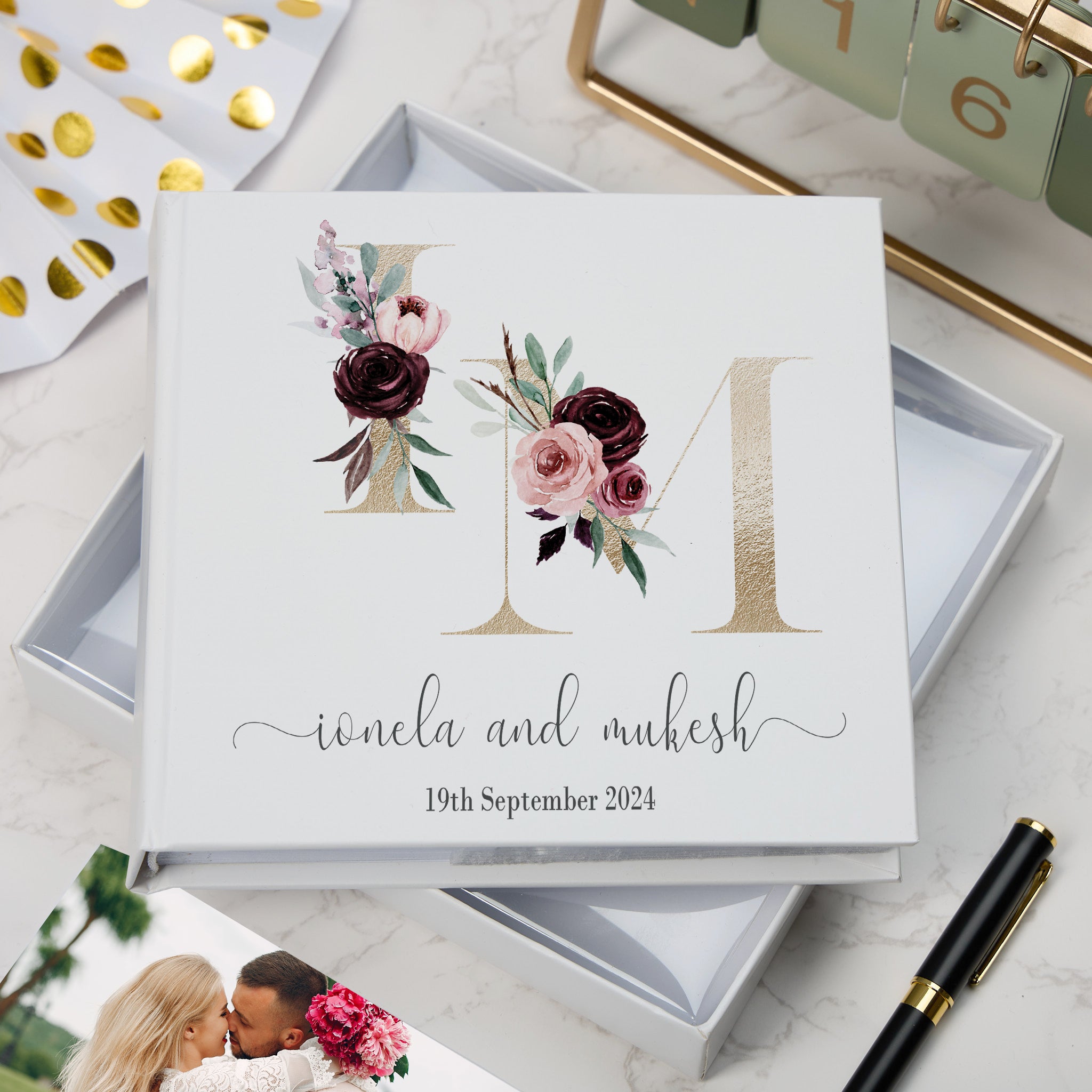 Personalised Initials Wedding Photo Album Gift for Couple 6x4" Gift Boxed wedding photo album ukgiftstoreonline